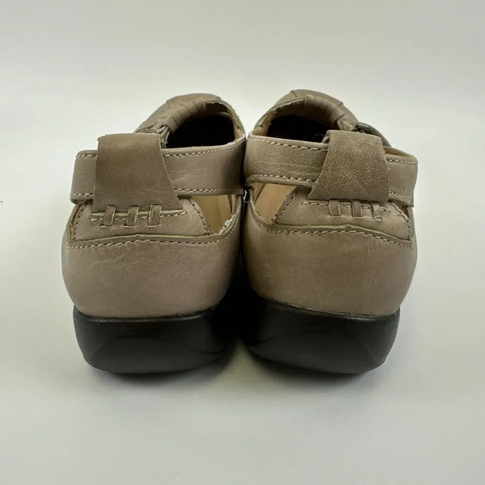 Clarks Unstructured Leather‎ Flat Loafer Cut Outs Sandal Tan Comfort Womens 10